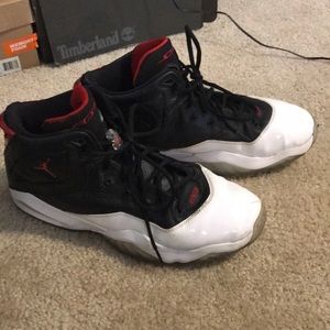 Jordans b,loyal black and red